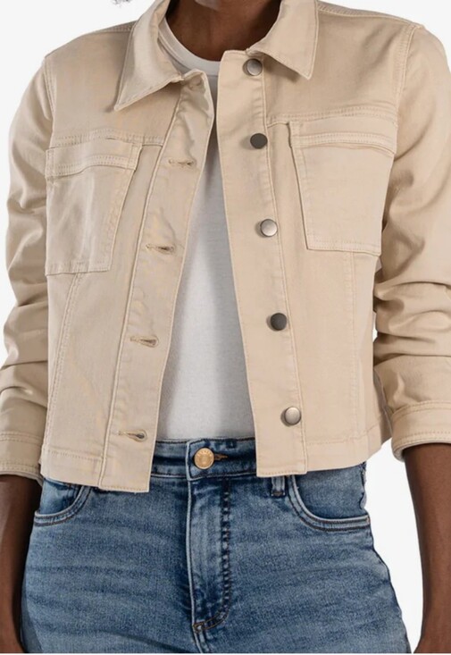 Kut from the Kloth Jackets & Blazers - Womens Beige Cropped Utility Jacket